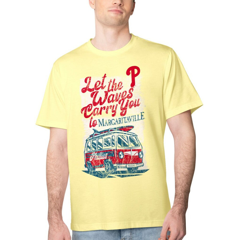 Philadelphia Phillies Margaritaville Bus Waves Graphic T-Shirt - Yellow - MLB Discount