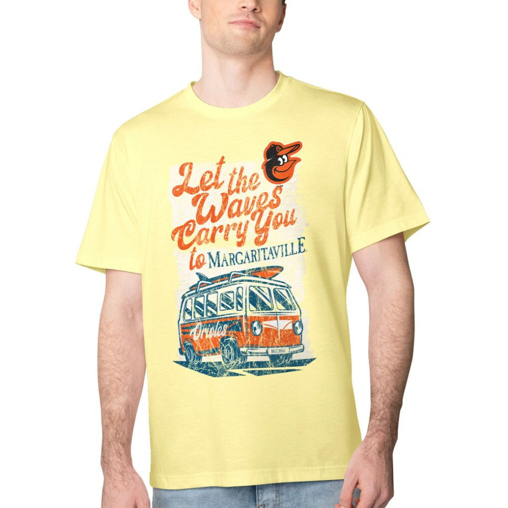 Baltimore Orioles Margaritaville Bus Waves Graphic T-Shirt - Yellow - MLB on Sale