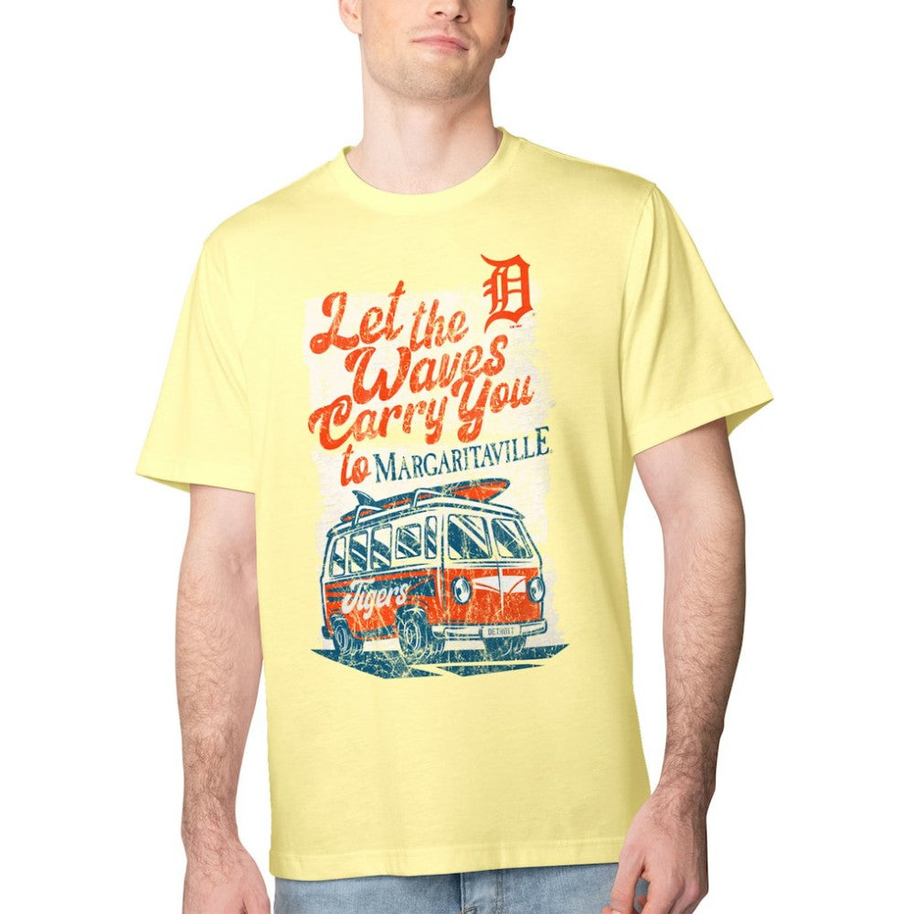 Detroit Tigers Margaritaville Bus Waves Graphic T-Shirt - Yellow - MLB Online