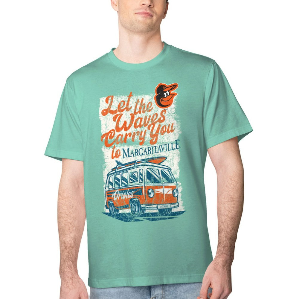 Baltimore Orioles Margaritaville Bus Waves Graphic T-Shirt - Mint - MLB Sale