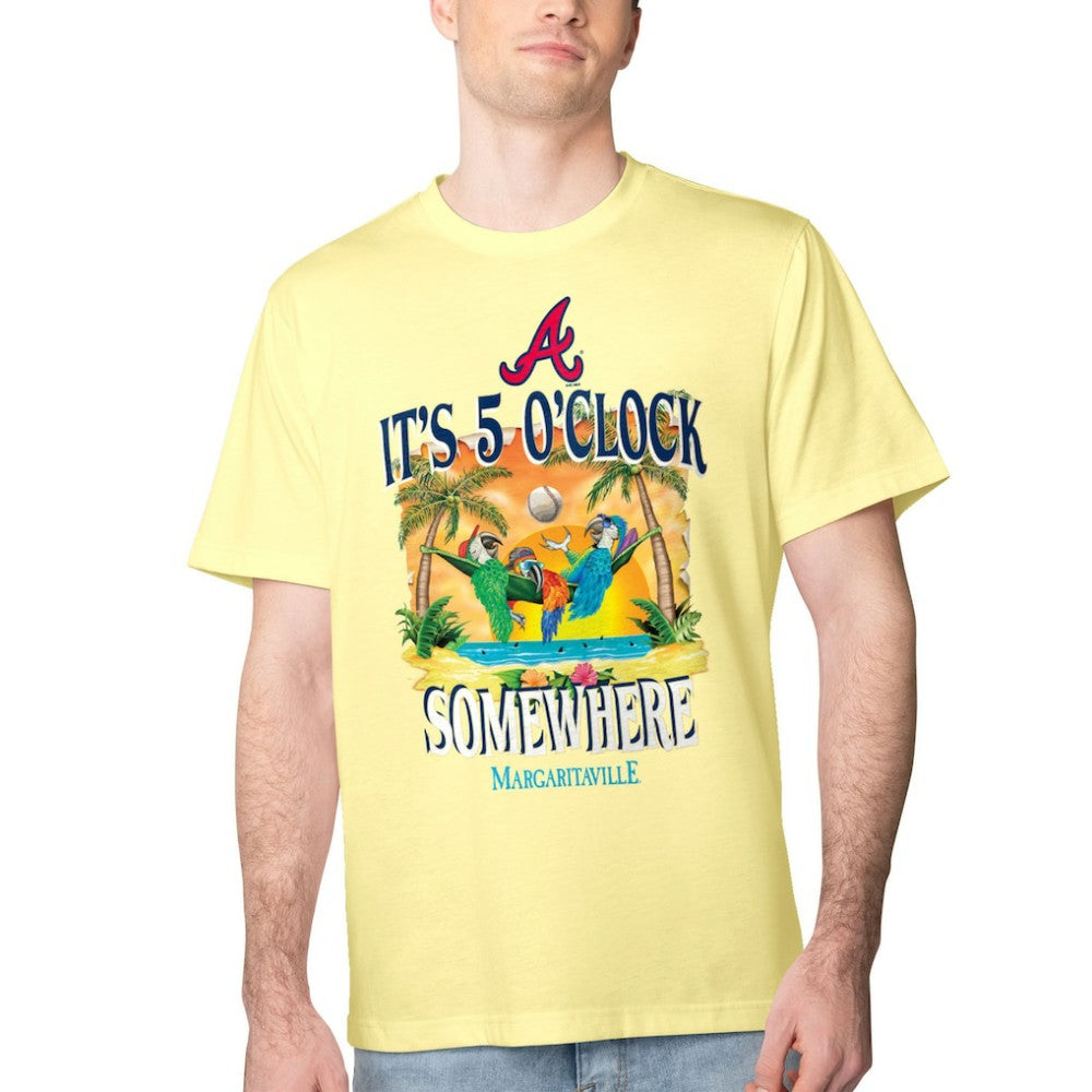 Atlanta Braves Margaritaville Five O'Clock Graphic T-Shirt - Yellow - MLB Lifestyle