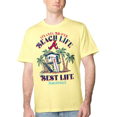 Atlanta Braves Margaritaville Beach Hut Graphic T-Shirt - Yellow - MLB Sale