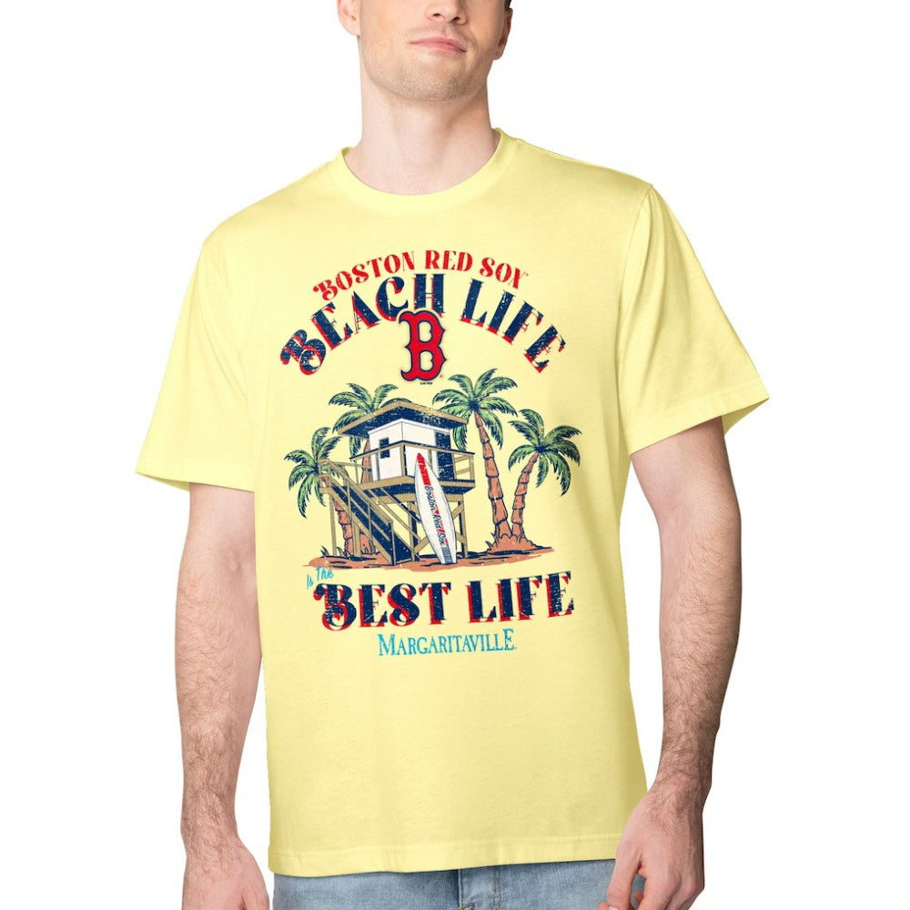 Boston Red Sox Margaritaville Beach Hut Graphic T-Shirt - Yellow - MLB Sale