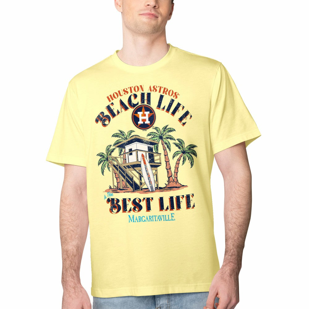 Houston Astros Margaritaville Beach Hut Graphic T-Shirt - Yellow - MLB Sale