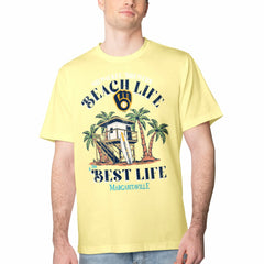Milwaukee Brewers Margaritaville Beach Hut Graphic T-Shirt - Yellow - MLB Online