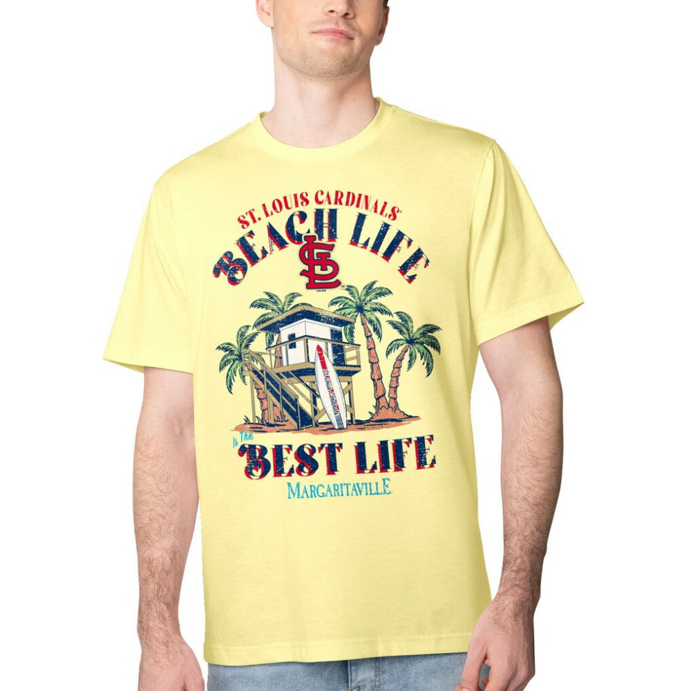 St. Louis Cardinals Margaritaville Beach Hut Graphic T-Shirt - Yellow - MLB Discount
