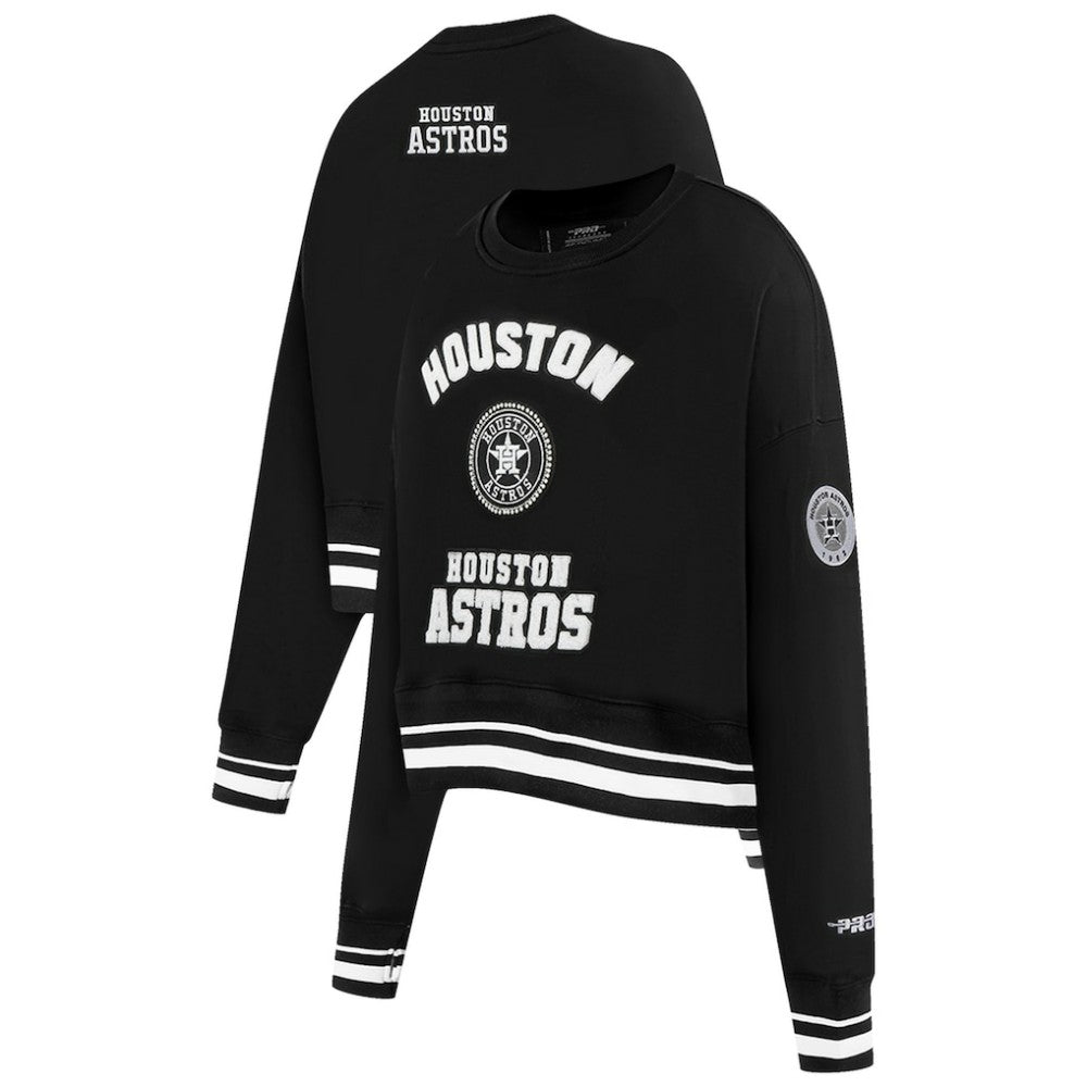 Houston Astros Pro Standard Women's Pearl Cropped Pullover Sweatshirt
 - Black - MLB Lifestyle