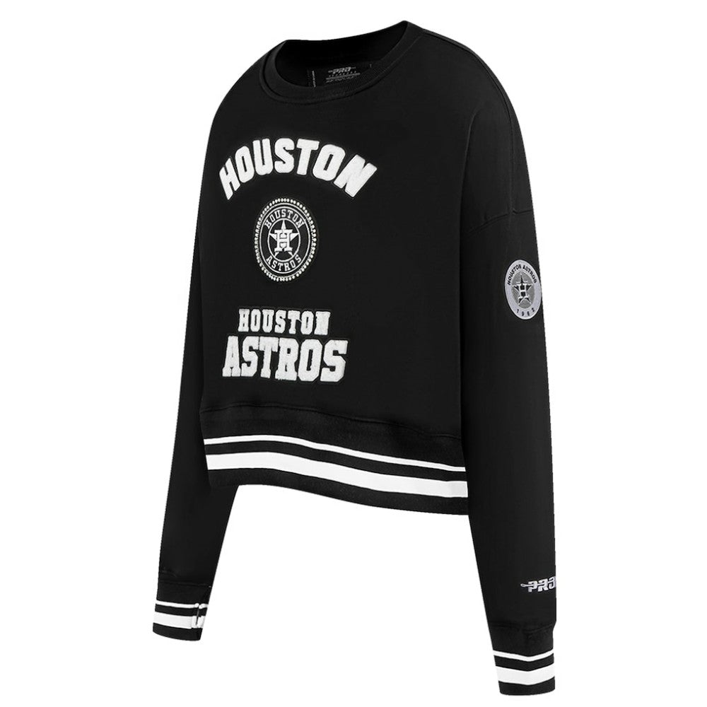 Houston Astros Pro Standard Women's Pearl Cropped Pullover Sweatshirt
 - Black - MLB Lifestyle