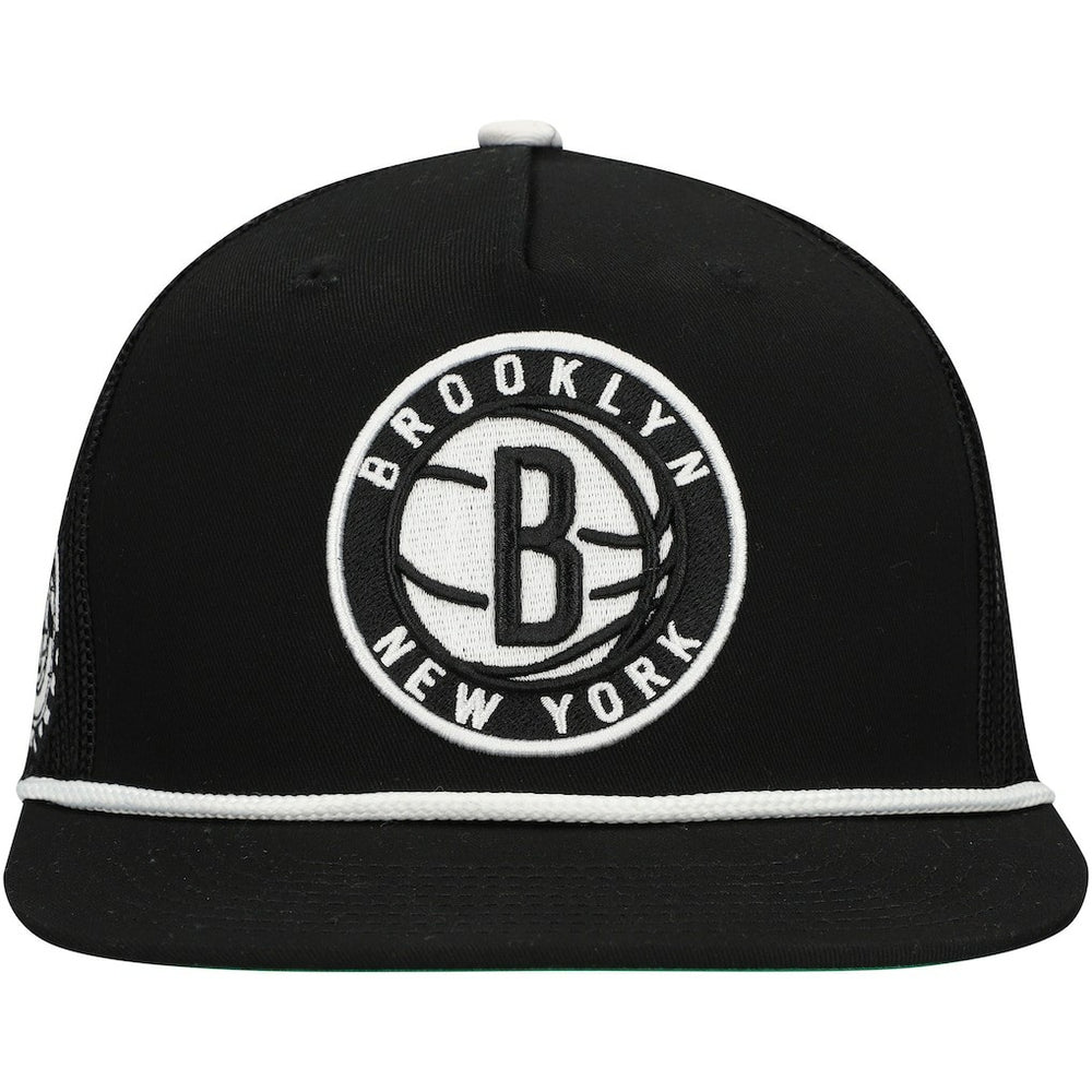 Brooklyn Nets Roper Trucker Snapback Hat Black | Mitchell & Ness US
