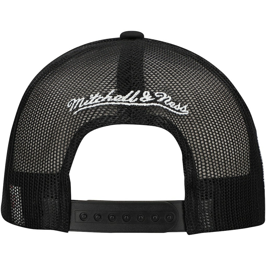 Brooklyn Nets Script Trucker Adjustable Hat Black | Mitchell & Ness outlet