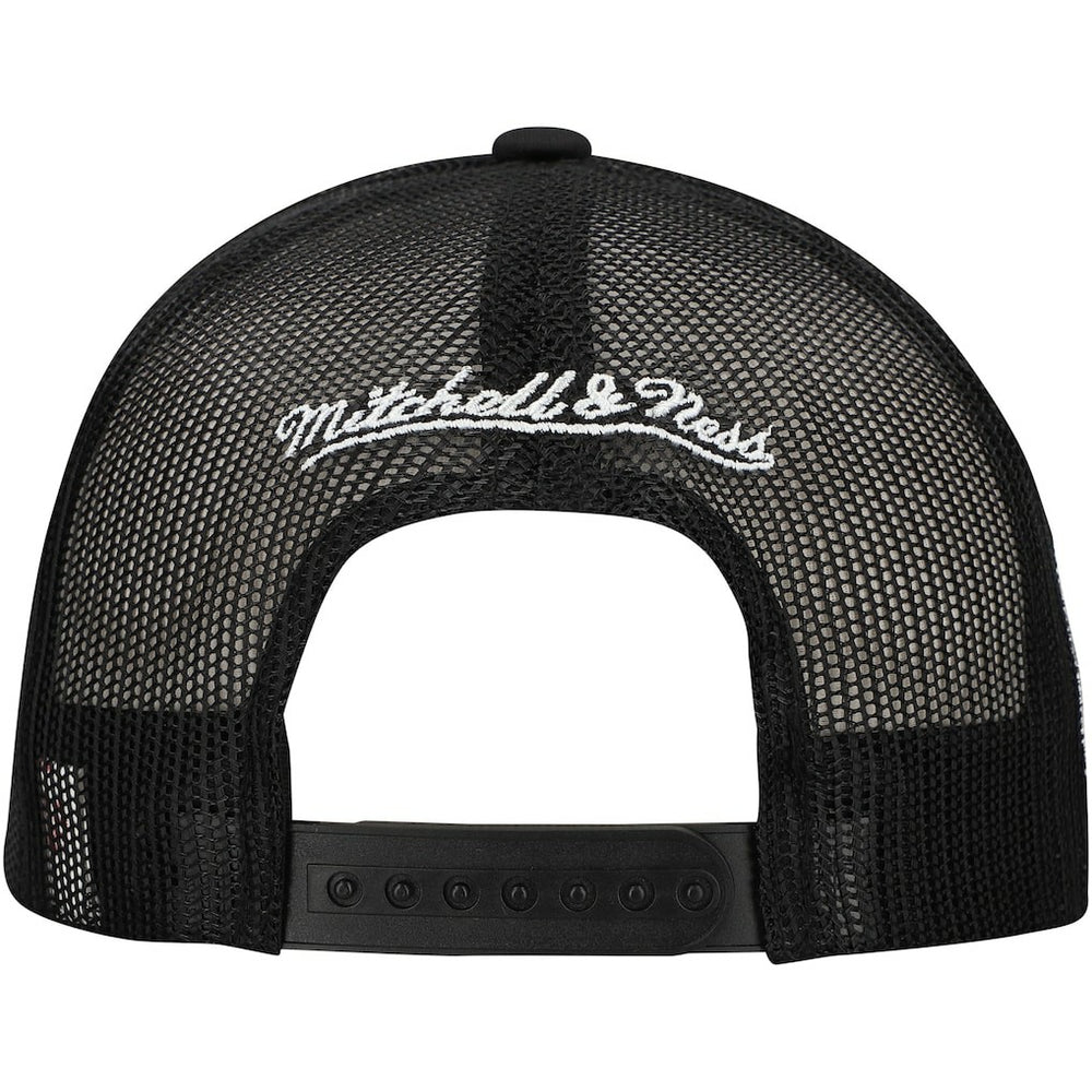 Brooklyn Nets Script Trucker Adjustable Hat Black | Mitchell & Ness outlet