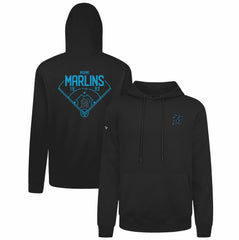 Miami Marlins Levelwear Podium Primary Pullover Hoodie - Black - MLB on Sale