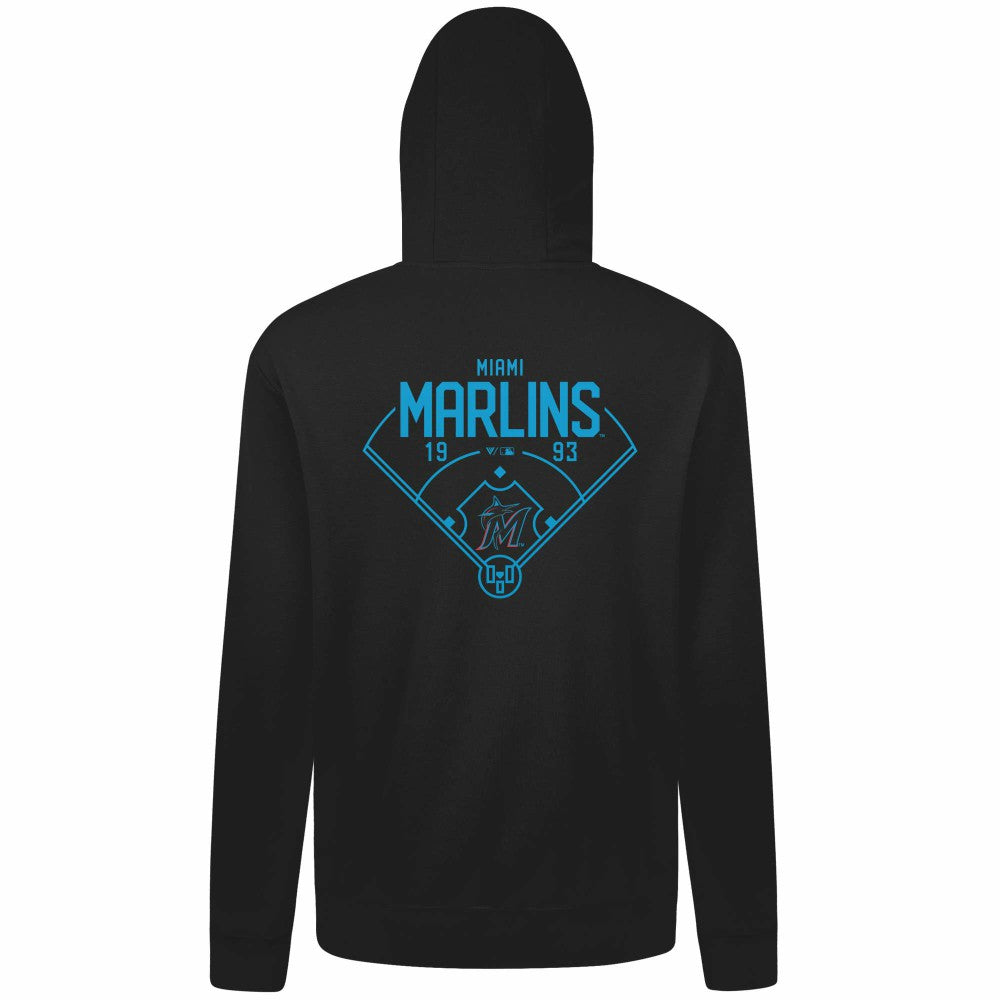 Miami Marlins Levelwear Podium Primary Pullover Hoodie - Black - MLB on Sale