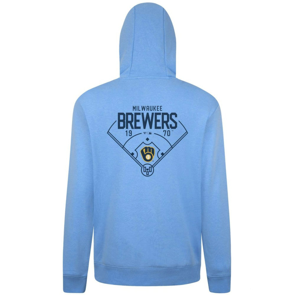 Milwaukee Brewers Levelwear Podium Primary Pullover Hoodie - Light Blue - MLB Sale