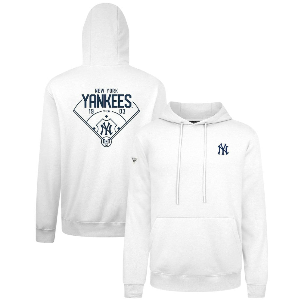 New York Yankees Levelwear Podium Primary Pullover Hoodie - White - MLB Discount