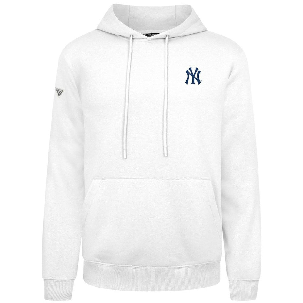 New York Yankees Levelwear Podium Primary Pullover Hoodie - White - MLB Discount
