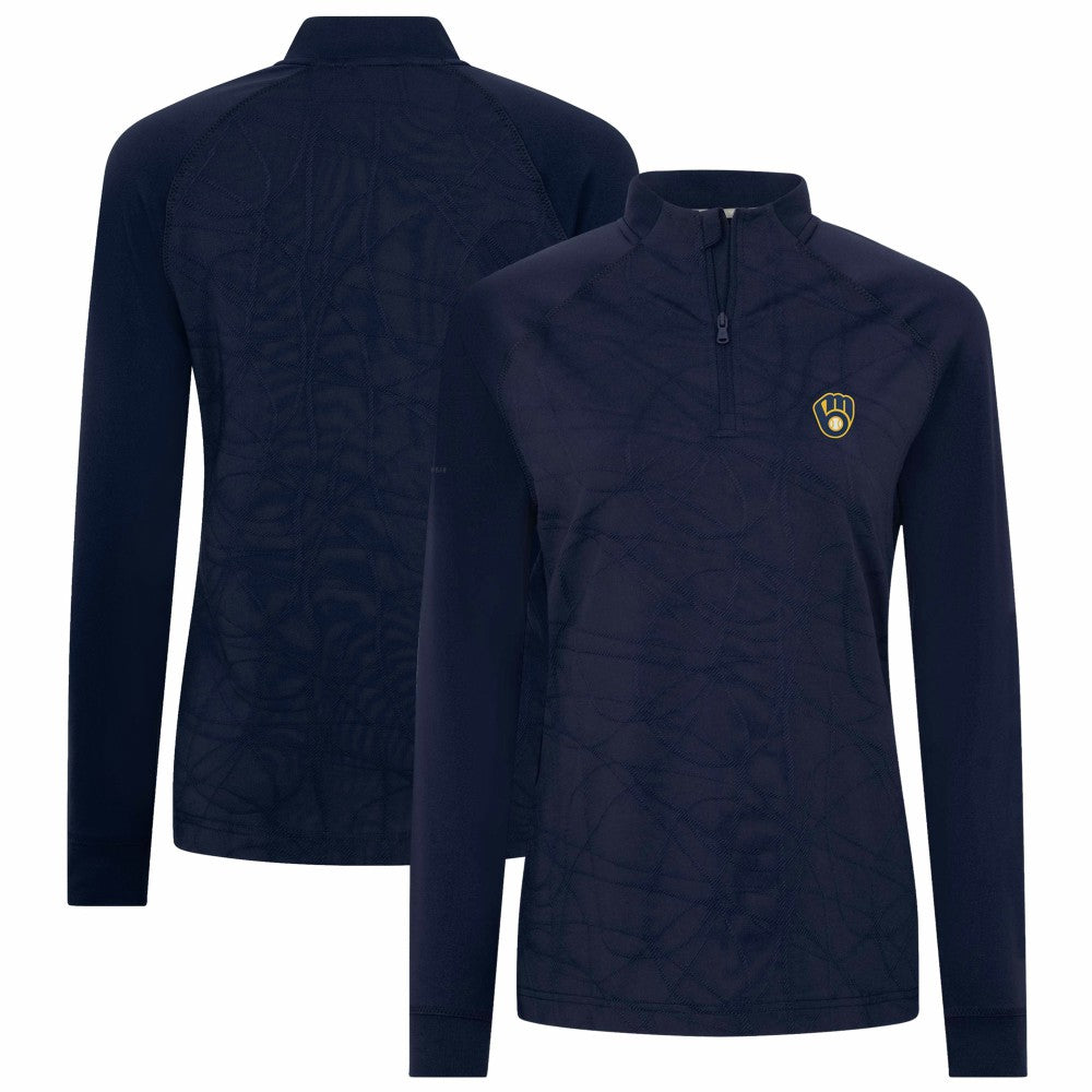 Milwaukee Brewers Levelwear Women's Amethyst Insignia 2.0 Quarter-Zip Jacket - Navy - MLB Online