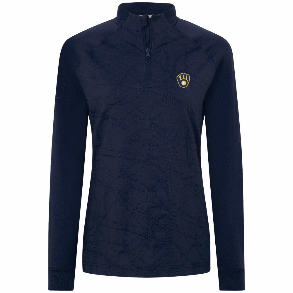 Milwaukee Brewers Levelwear Women's Amethyst Insignia 2.0 Quarter-Zip Jacket - Navy - MLB Online