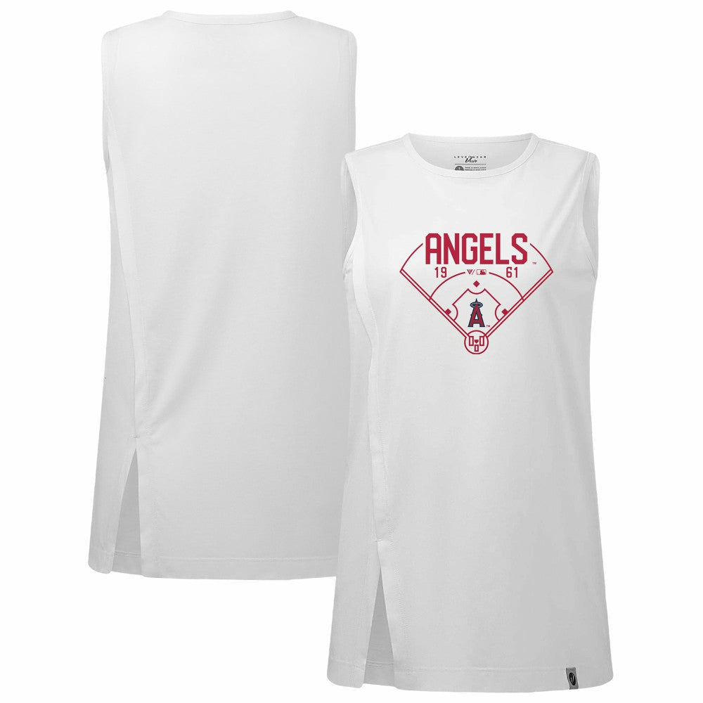 Los Angeles Angels Levelwear Women's Influx Home Field Tank Top - White - MLB Lifestyle