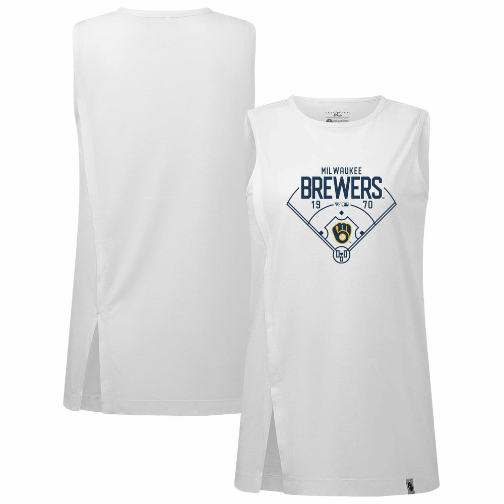 Milwaukee Brewers Levelwear Women's Influx Home Field Tank Top - White - MLB Online