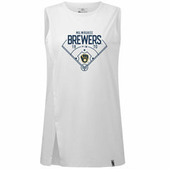 Milwaukee Brewers Levelwear Women's Influx Home Field Tank Top - White - MLB Online