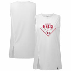 Cincinnati Reds Levelwear Women's Influx Home Field Tank Top - White - MLB Lifestyle