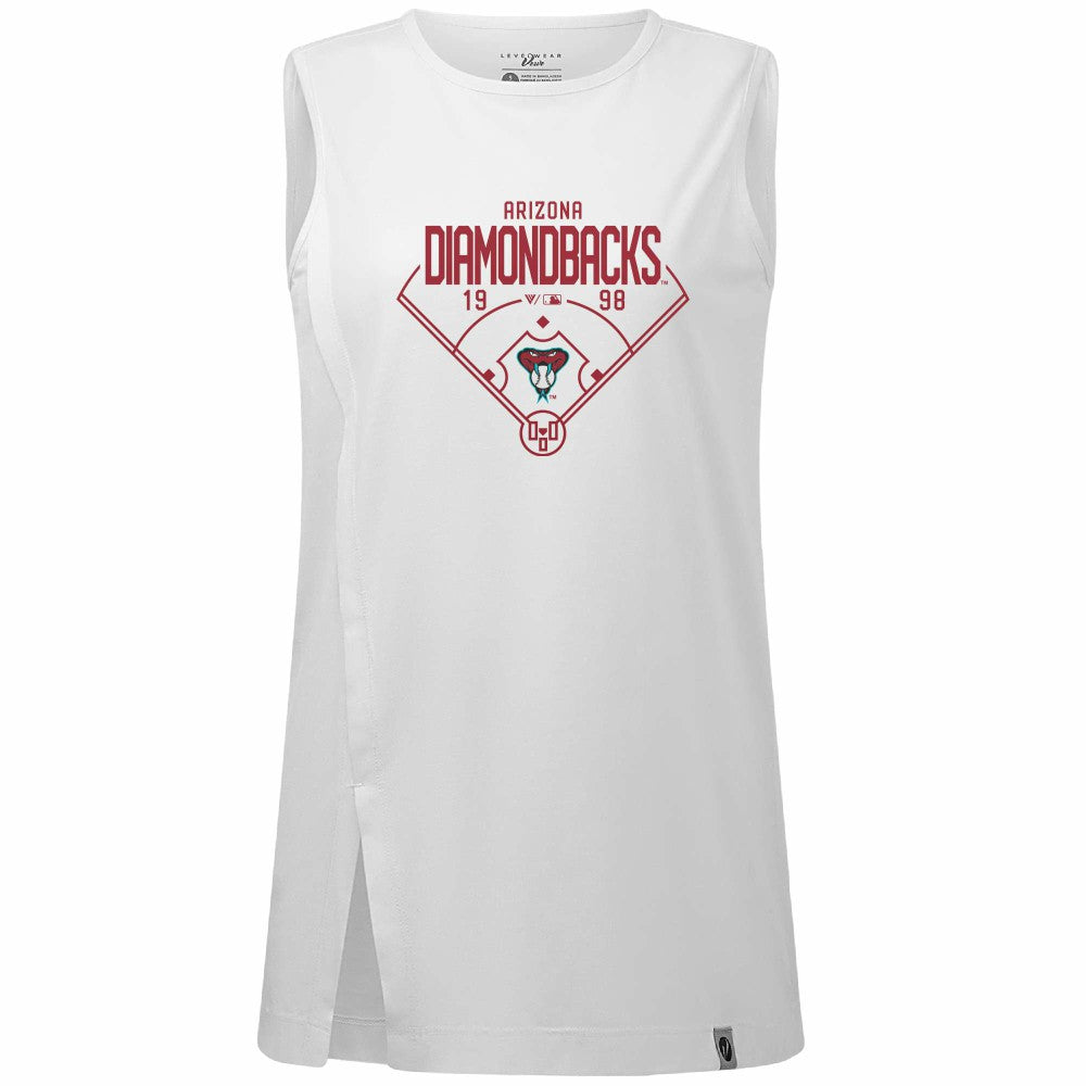Arizona Diamondbacks Levelwear Women's Influx Home Field Tank Top - White - MLB Lifestyle