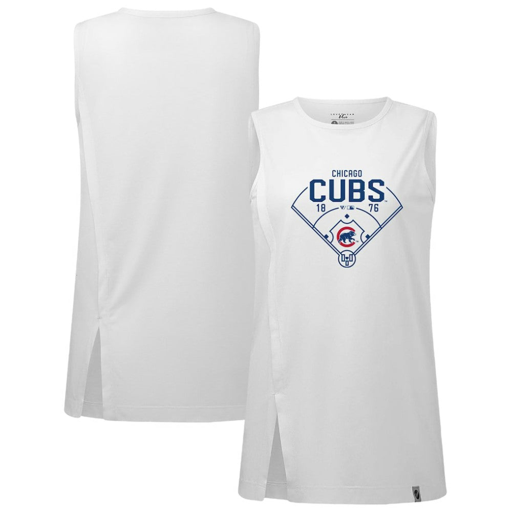 Chicago Cubs Levelwear Women's Influx Home Field Tank Top - White - MLB Sale