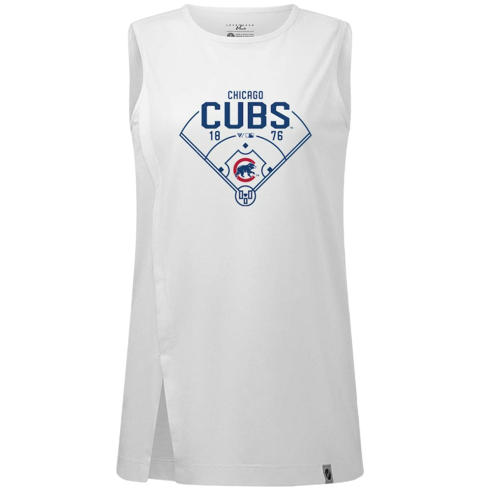 Chicago Cubs Levelwear Women's Influx Home Field Tank Top - White - MLB Sale
