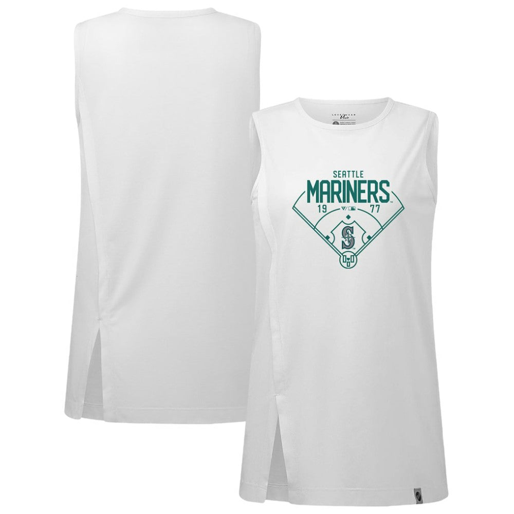 Seattle Mariners Levelwear Women's Influx Home Field Tank Top - White - MLB Lifestyle