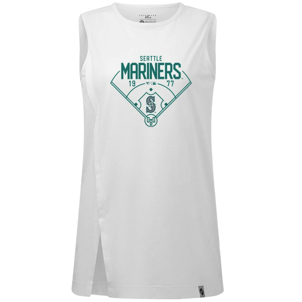 Seattle Mariners Levelwear Women's Influx Home Field Tank Top - White - MLB Lifestyle