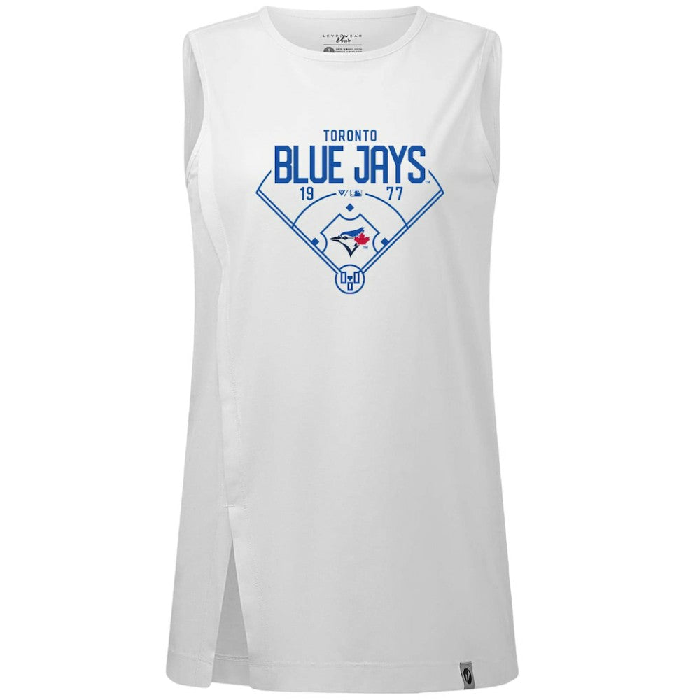 Toronto Blue Jays Levelwear Women's Influx Home Field Tank Top - White - MLB on Sale