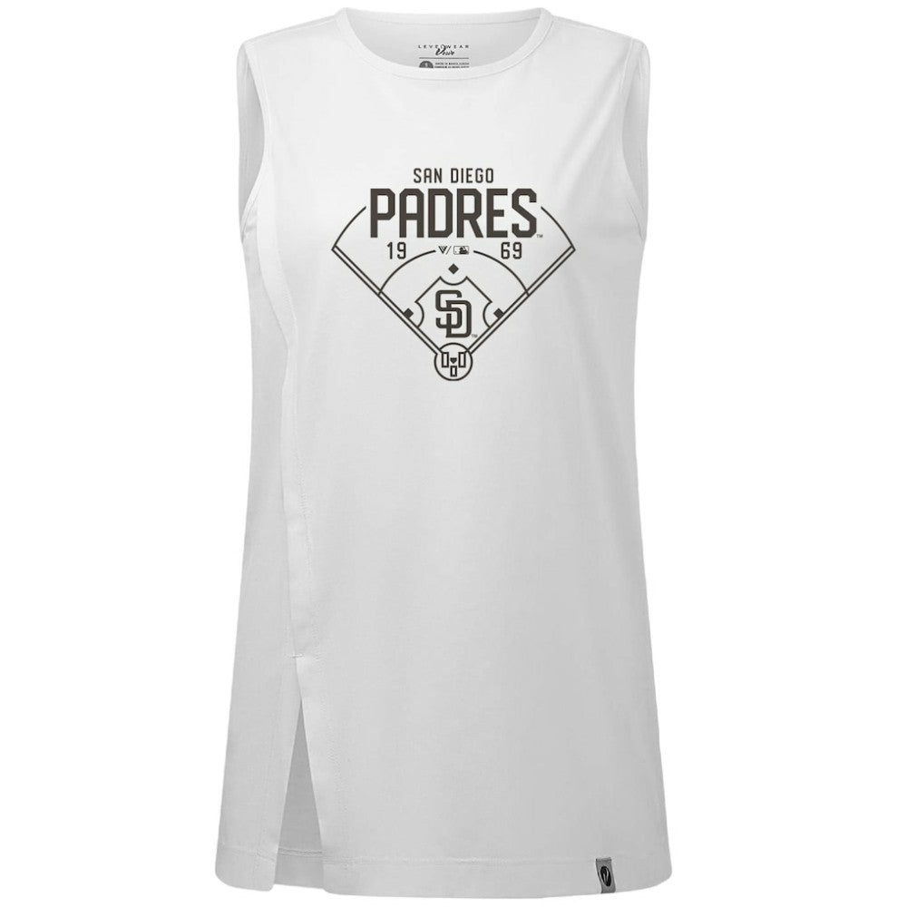 San Diego Padres Levelwear Women's Influx Home Field Tank Top - White - MLB Sale