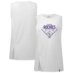 Colorado Rockies Levelwear Women's Influx Home Field Tank Top - White - MLB Sale