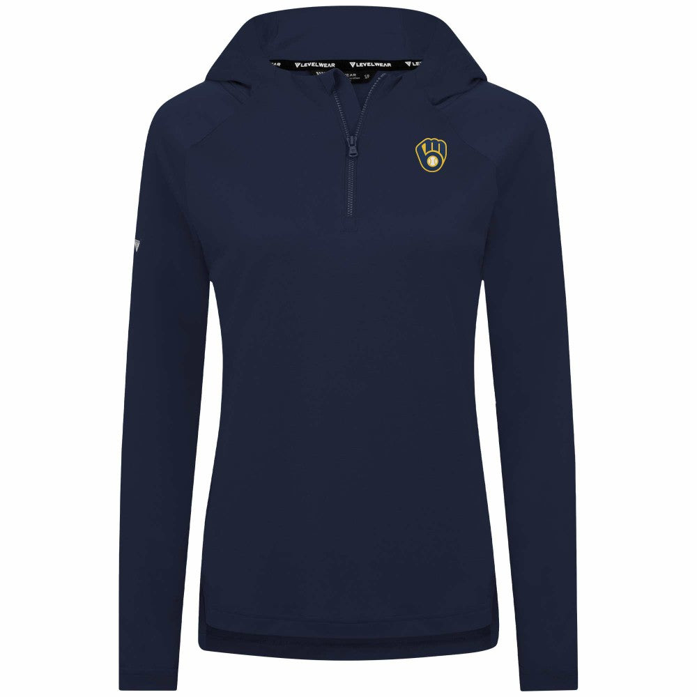 Milwaukee Brewers Levelwear Women's Raven Insignia 2.0 Quarter-Zip Jacket - Navy - MLB Lifestyle