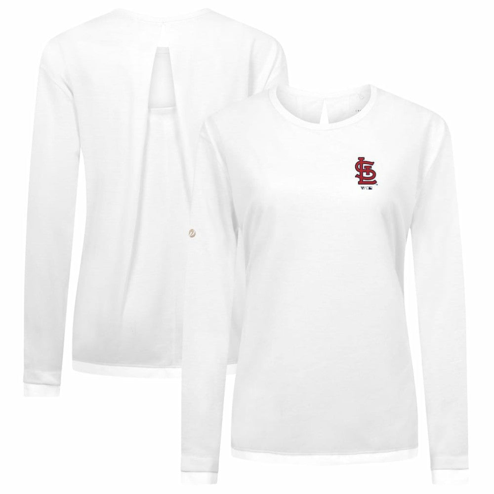 St. Louis Cardinals Levelwear Women's Sequoia Primary Logo Long Sleeve T-Shirt - White - MLB Lifestyle