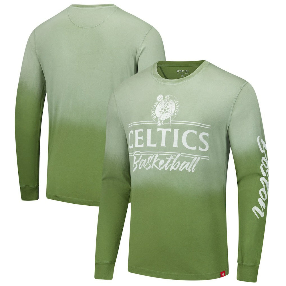 Boston Celtics Sportiqe Unisex Sun Fade Vintage Mohave Long Sleeve T-Shirt Olive