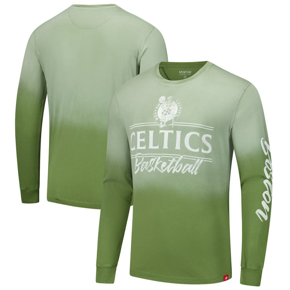 Boston Celtics Sportiqe Unisex Sun Fade Vintage Mohave Long Sleeve T-Shirt Olive