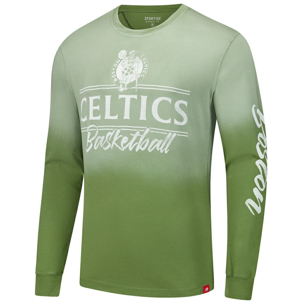 Boston Celtics Sportiqe Unisex Sun Fade Vintage Mohave Long Sleeve T-Shirt Olive