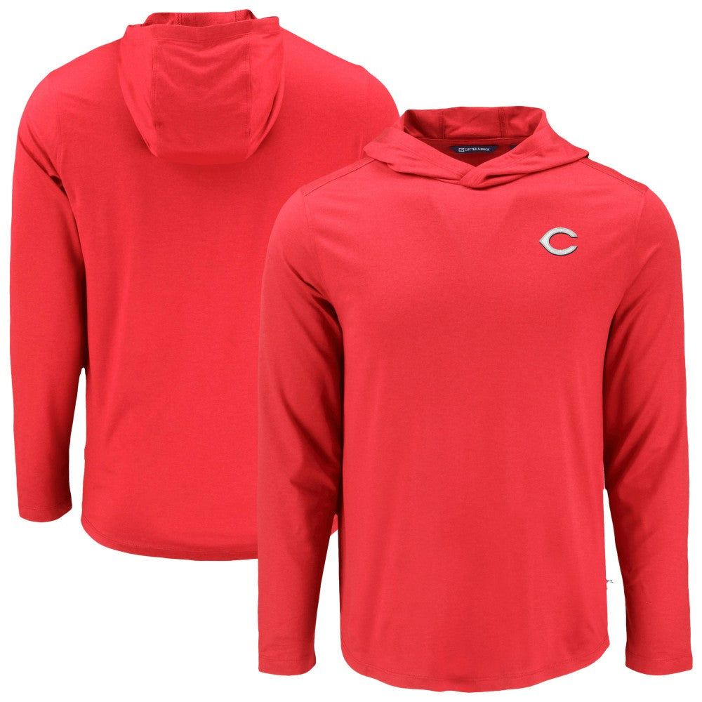 Cincinnati Reds Cutter & Buck Coastline Epic Comfort Recycled Eco Hoodie Long Sleeve T-Shirt - Red - MLB Discount