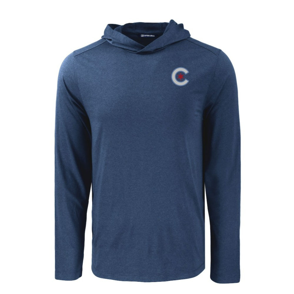 Chicago Cubs Cutter & Buck Coastline Epic Comfort Recycled Eco Hoodie Long Sleeve T-Shirt - Navy - MLB Online