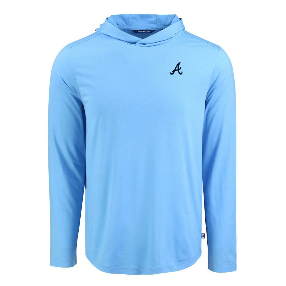 Atlanta Braves Cutter & Buck Coastline Epic Comfort Recycled Eco Hoodie Long Sleeve T-Shirt - Powder Blue - MLB Sale