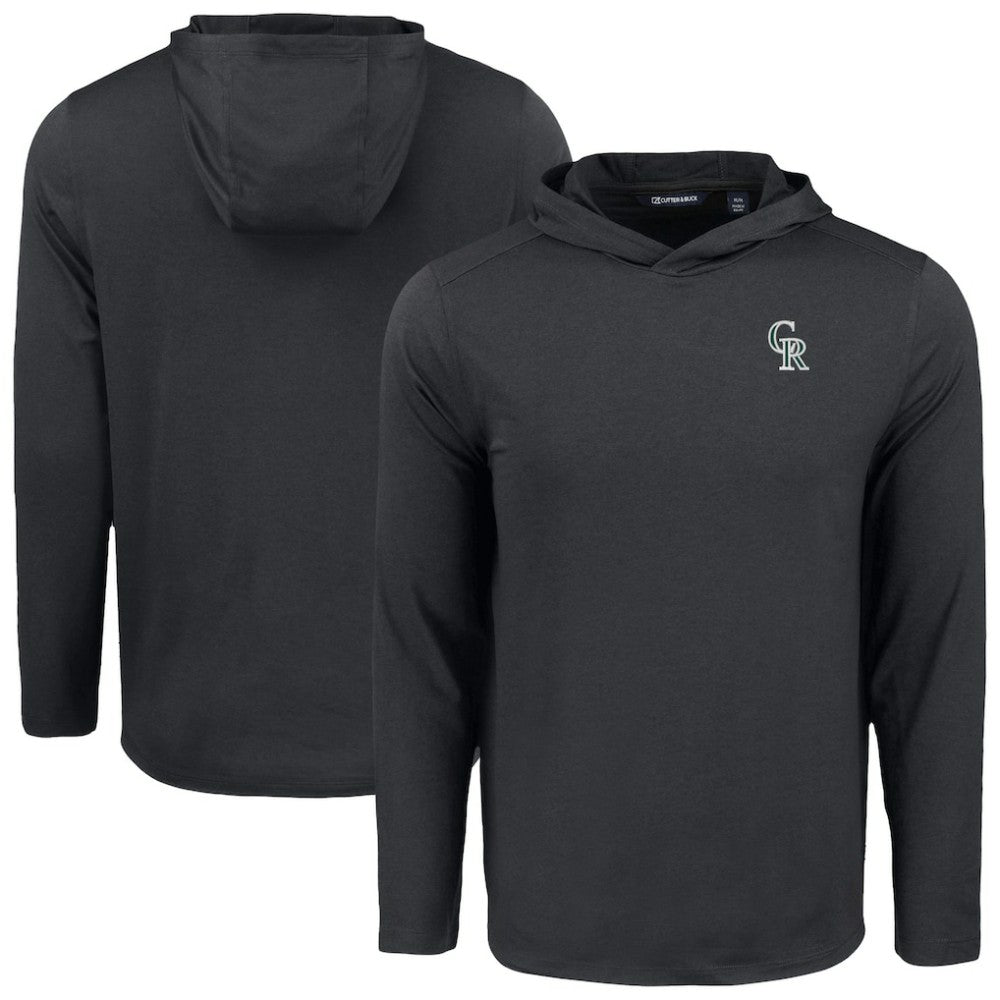 Colorado Rockies Cutter & Buck Coastline Epic Comfort Recycled Eco Hoodie Long Sleeve T-Shirt - Black - MLB Sale