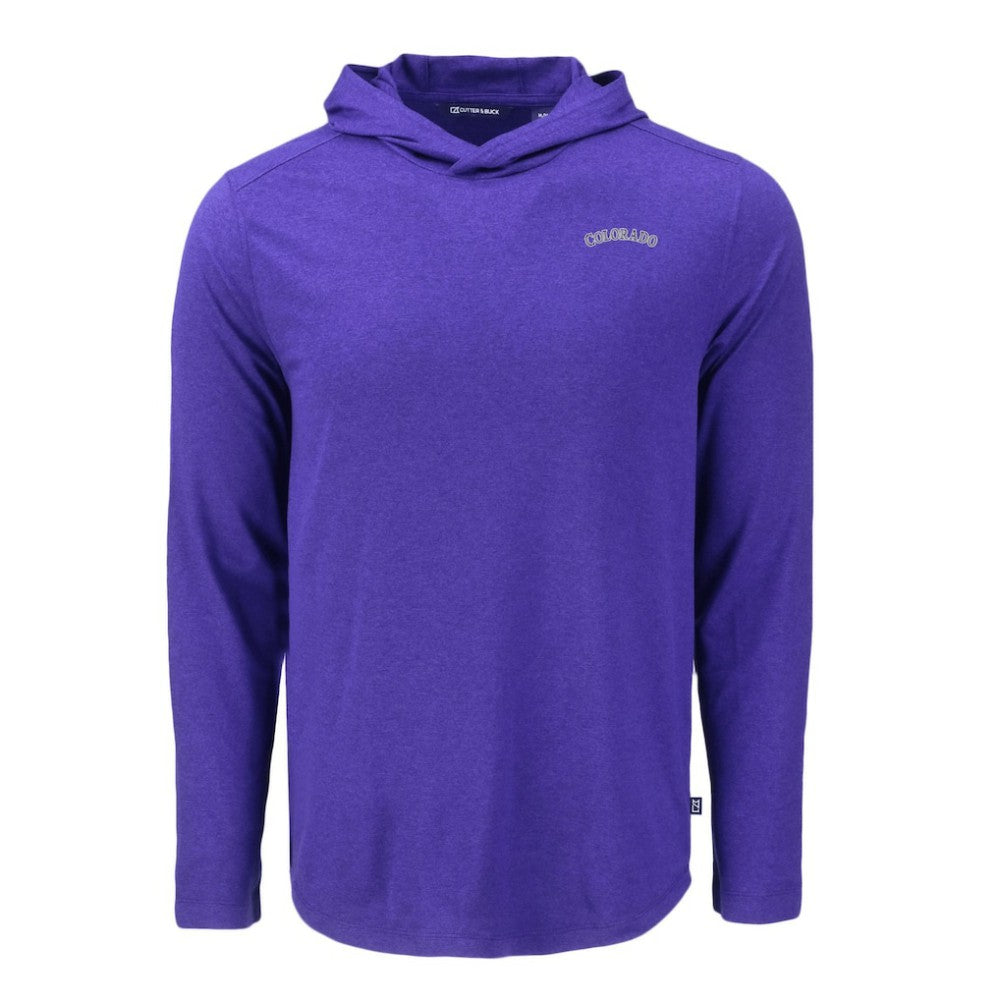 Colorado Rockies Cutter & Buck Coastline Epic Comfort Recycled Eco Hoodie Long Sleeve T-Shirt - Purple - MLB Discount