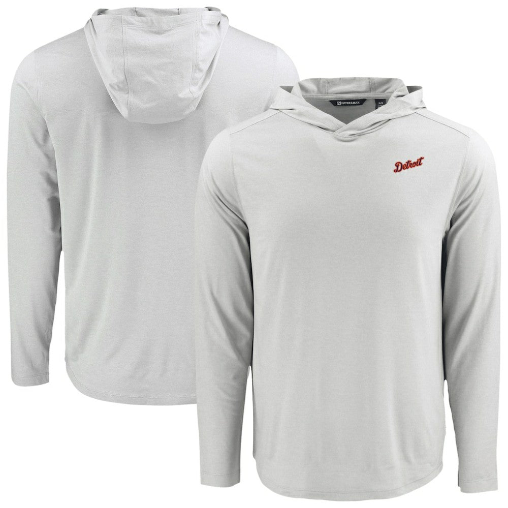 Detroit Tigers Cutter & Buck Coastline Epic Comfort Recycled Eco Hoodie Long Sleeve T-Shirt - Gray - MLB Lifestyle