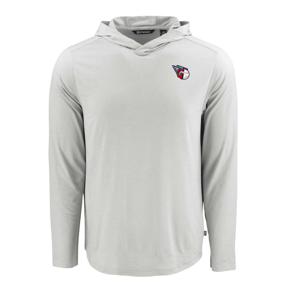 Cleveland Guardians Cutter & Buck Coastline Epic Comfort Recycled Eco Hoodie Long Sleeve T-Shirt - Gray - MLB on Sale