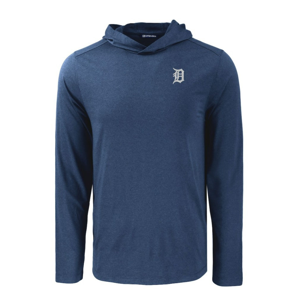 Detroit Tigers Cutter & Buck Coastline Epic Comfort Recycled Eco Hoodie Long Sleeve T-Shirt - Navy - MLB Discount