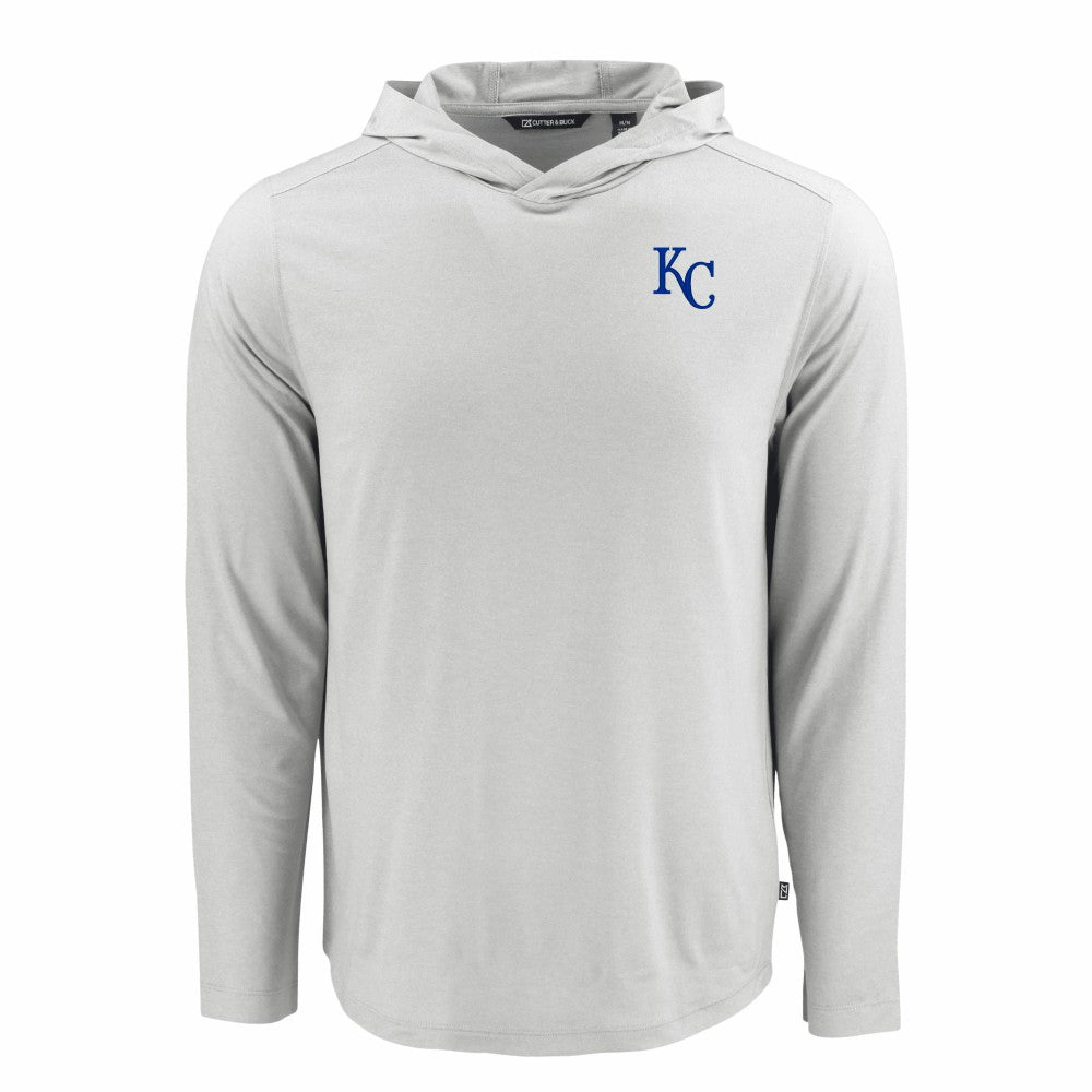 Kansas City Royals Cutter & Buck Coastline Epic Comfort Recycled Eco Hoodie Long Sleeve T-Shirt - Gray - MLB Lifestyle