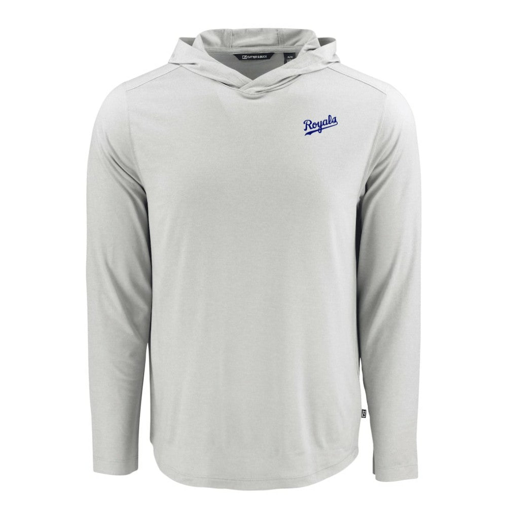 Kansas City Royals Cutter & Buck Coastline Epic Comfort Recycled Eco Hoodie Long Sleeve T-Shirt - Gray - MLB Discount