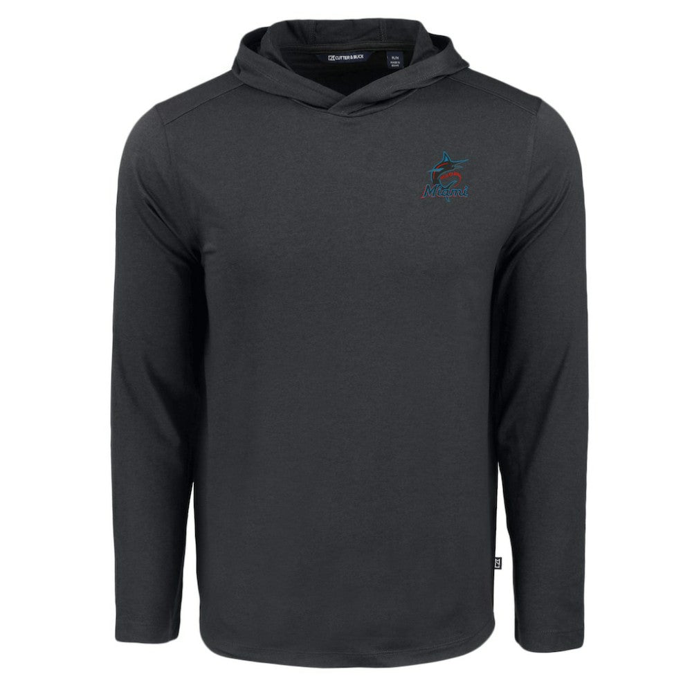Miami Marlins Cutter & Buck Coastline Epic Comfort Recycled Eco Hoodie Long Sleeve T-Shirt - Black - MLB Discount